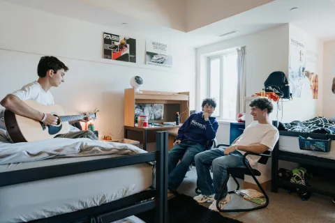 Students in residence room